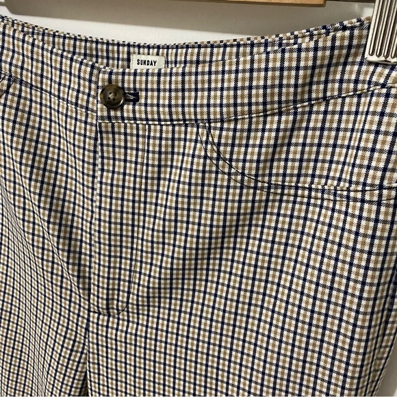 Aritzia Sunday Best Freshman Check Plaid Pant Cream/Tan/Navy size 6 - Picture 5 of 14